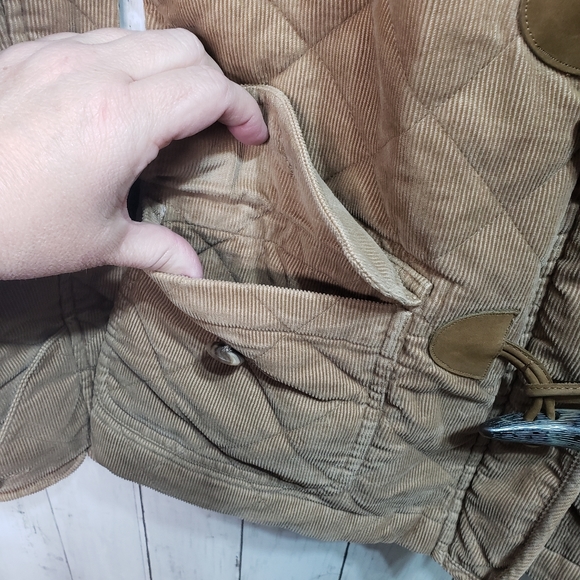 Vintage Ralph Lauren Tan Corduroy Duffle Jacket Toggles Hood Quilted Size Small. - Picture 3 of 9